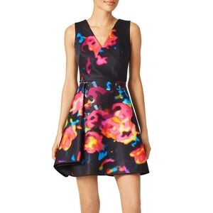 Selene Dress Milly Cotton Blend Colorful Abstract Floral Black Tie Formal Size 2